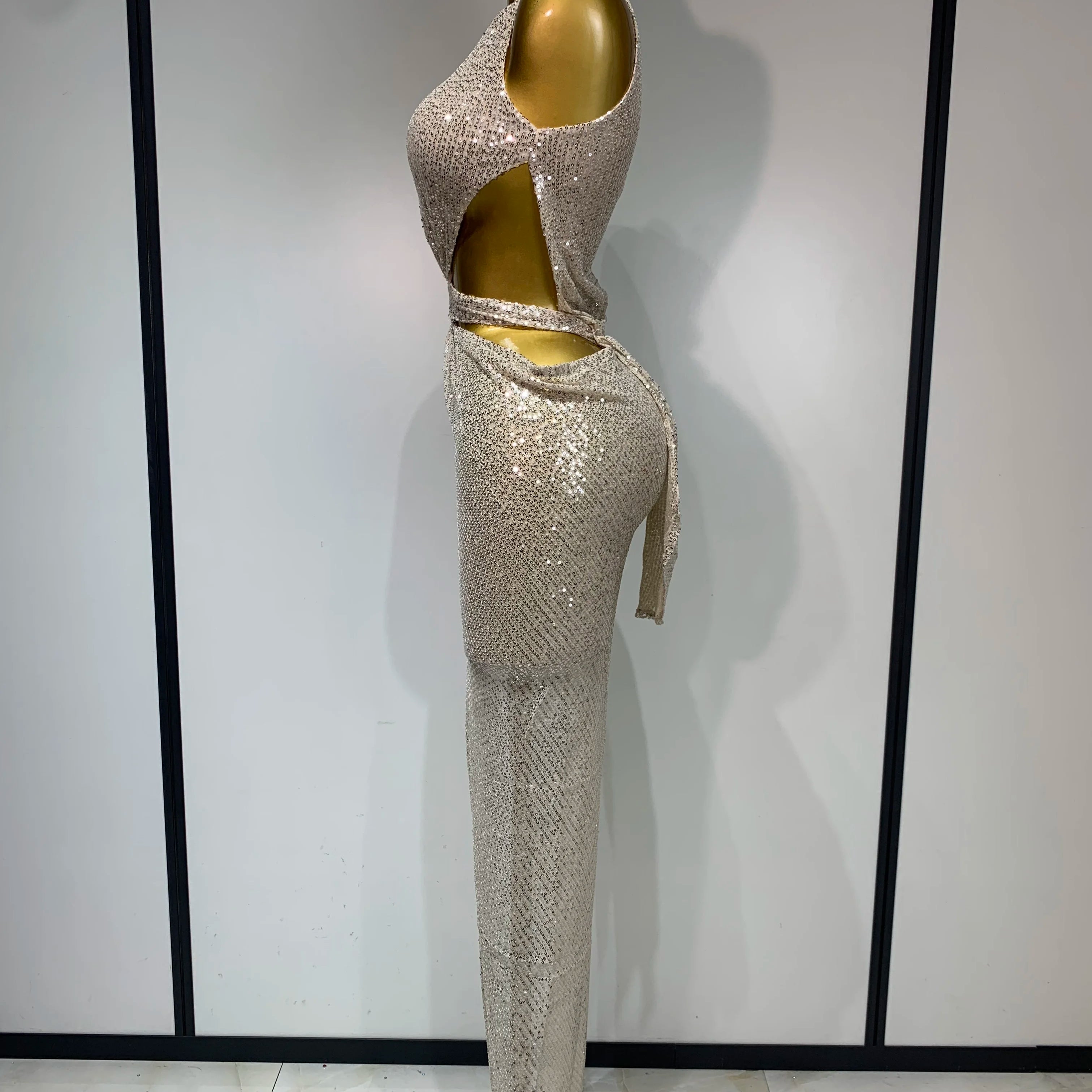 Women Sexy One Shoulder Long Dress High Street Designer Elegant Split Elegant Evening Party Luxury Birthday Dress Vestido