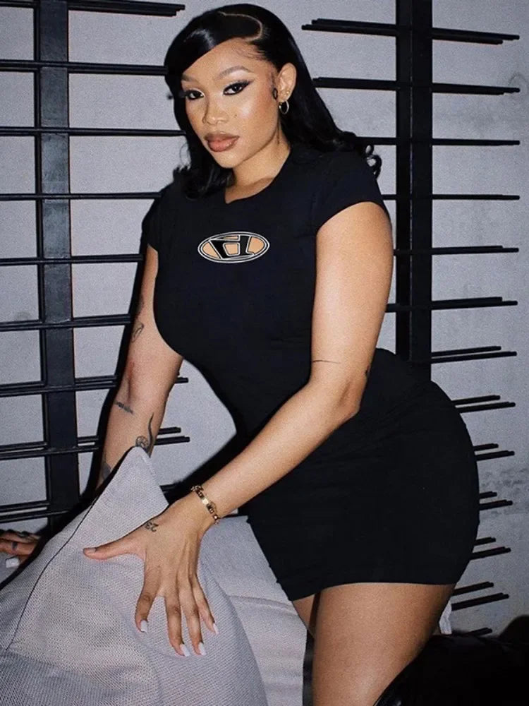 Hollow Out Black Mini Dress O-Neck Summer Clothing For Women Sexy Streetwear Short Sleeve Vestidos De Mujer Slim Robe Femme Été