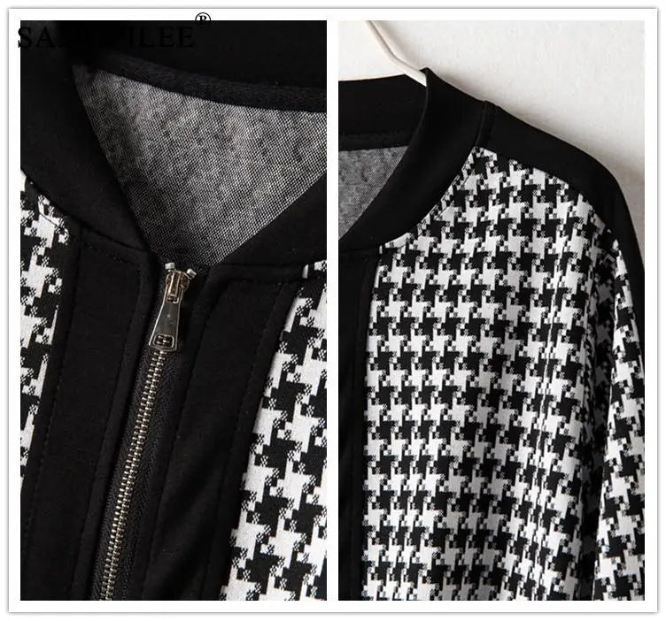 Two Piece Sets Womens Outifits 2024 New Houndstooth Cardigan Jacket Wide Leg Pants Autumn Winter Elegant Women's Sets 4XL