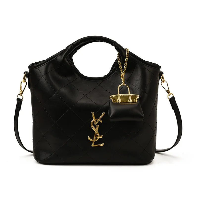 Luxury Chain Strap Bag with Detachable Charm, Designer Inspired Shoulder & Crossbody Purse for Women, Trendy Versatile Handbag