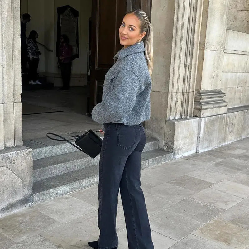 Autumn Winter Cropped Jacket for Women Short Coat Tweed Jacket Zip Crop Demi-season Jacket Woman New in outerwears