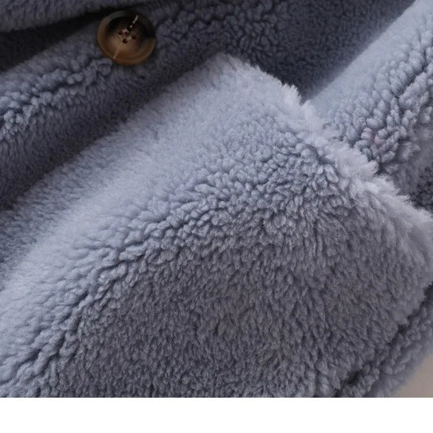 Real Fur Coat High Quality Australian Womens Natural Wool Coats Thick Warm Elegant Loose Large Size Long Outwear For Women