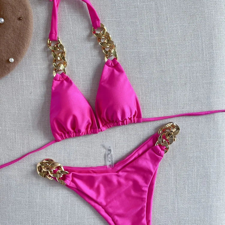 RUOTONGSEPT New Sexy Bikini 2023 Triangle Bathing Suit for Women Brazilian Bikini Set 2-piece Halter Swimwear Push Up Swimsuit F02