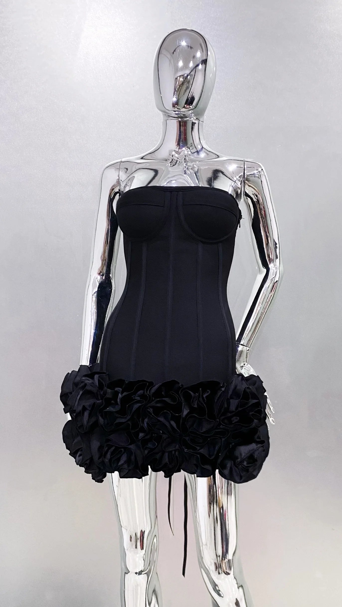 Red Color Women Sexy Strapless Ball Gown Mini Dress Celebrity Red Carpet Fashion Evening Party Celebrate Dress Wholesale