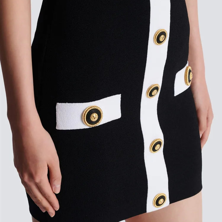 Women Celebrity Sexy Backless Halter Button Bodycon Black Mini Bandage Dress 2025 Elegant Evening Club Party Outfit