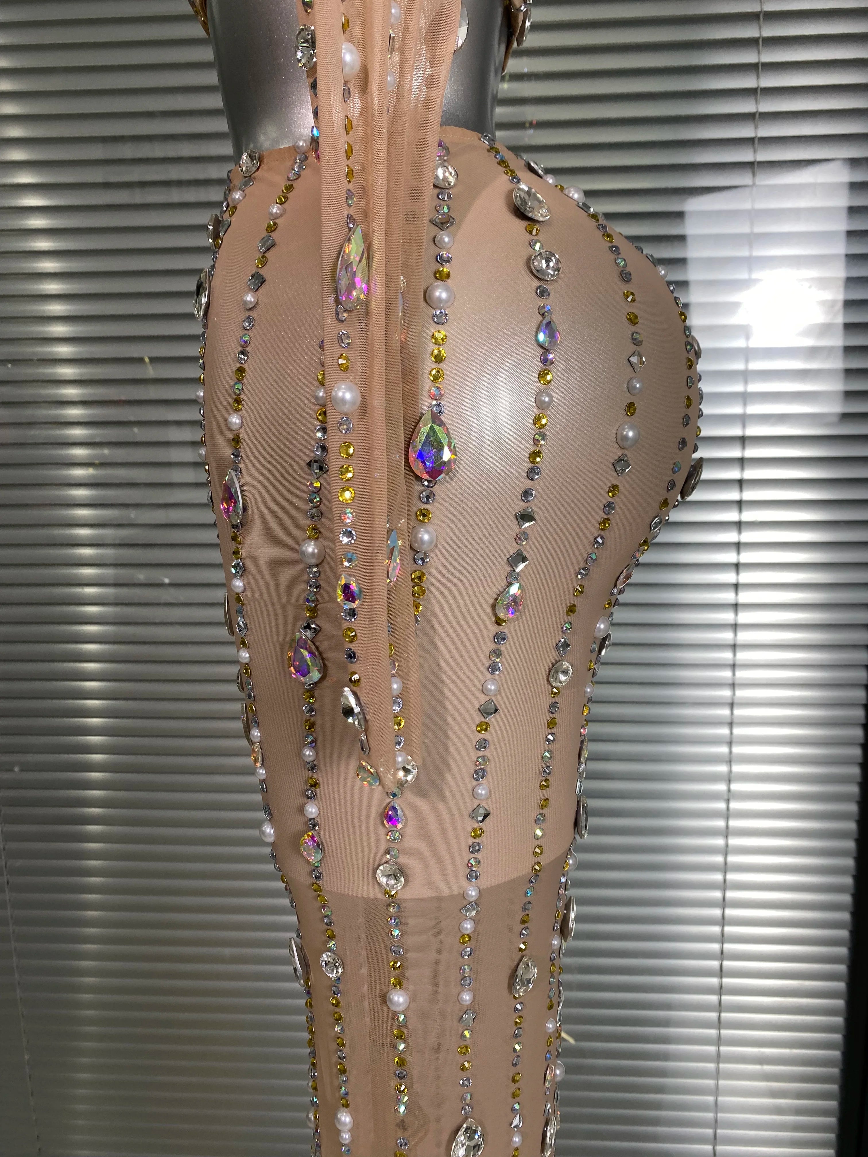 New Sexy Two Pieces Set Women Celebrity Crystal Diamond Night Club Skirt Suits Singer Dancer Tassel Stage Performance Costume