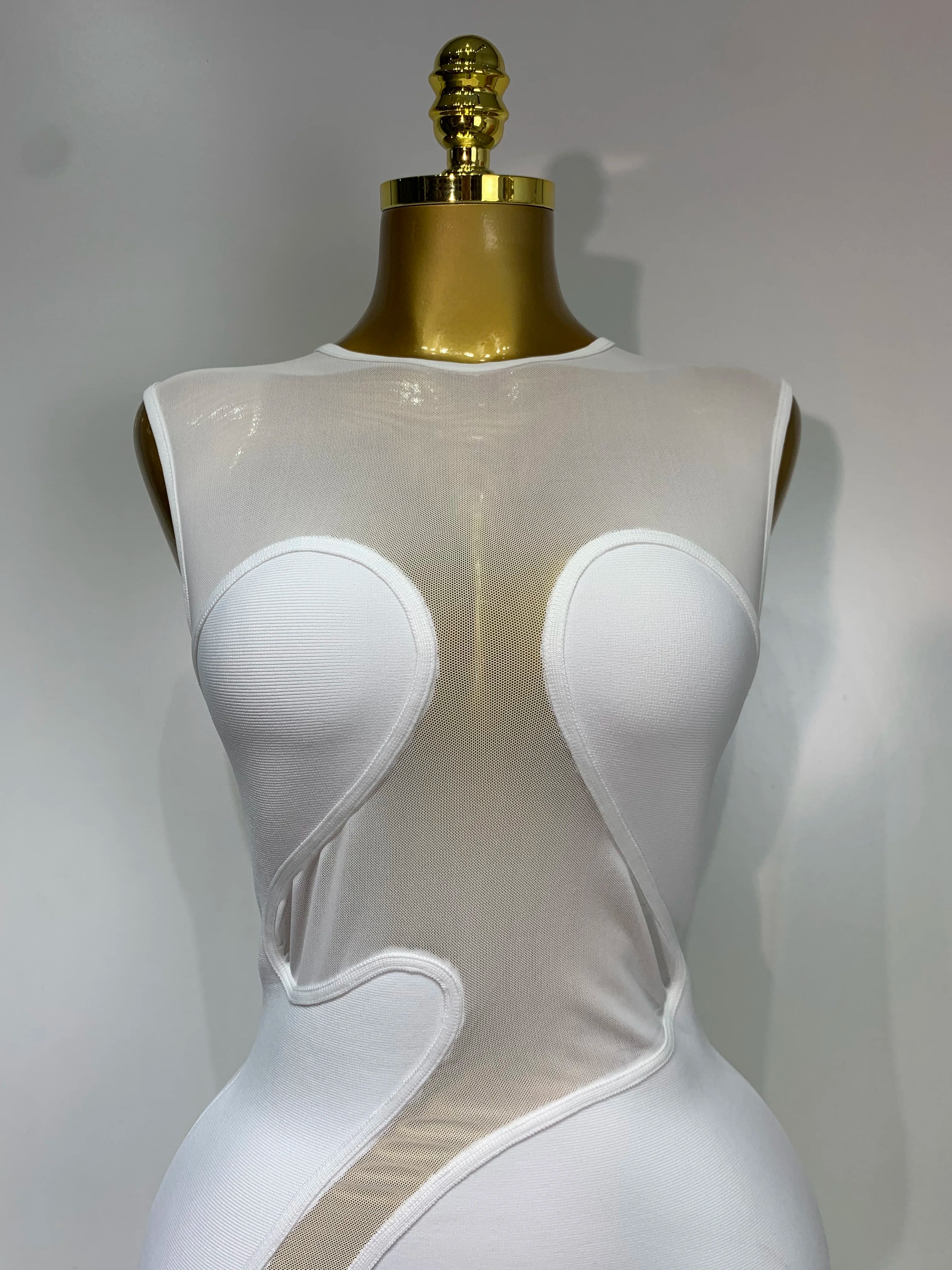 High Quality Sexy O Neck Mesh Bodycon Bandage Dress Evening Party Gown 2025 Celebrity Elegant Luxury Birthday Club Dresses