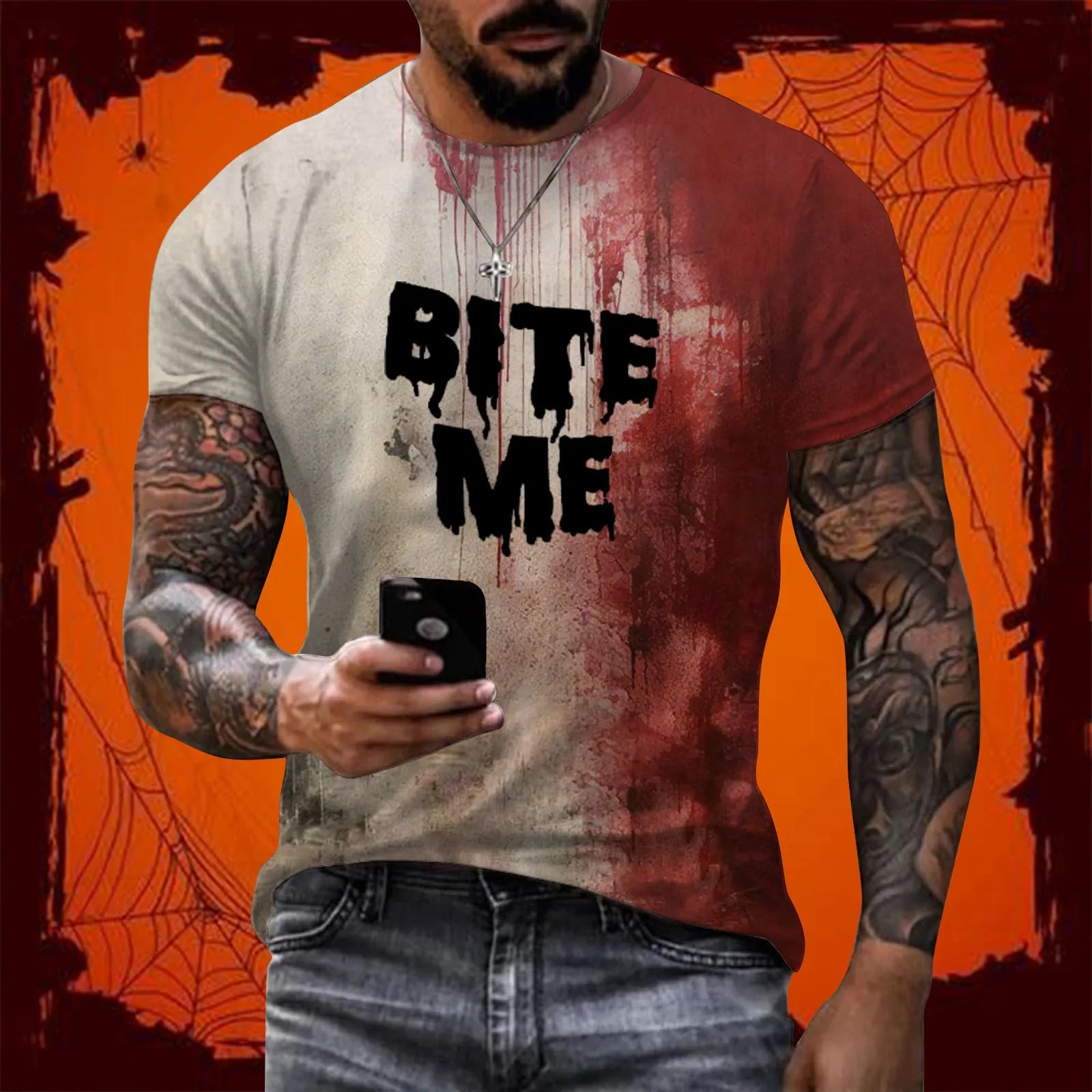 I'M Fine Bloody Shirt Problem Solved T Shirt For men Funny Halloween Blood Clothes casual short sleeved tee tops horror design EXZHH20242214Q