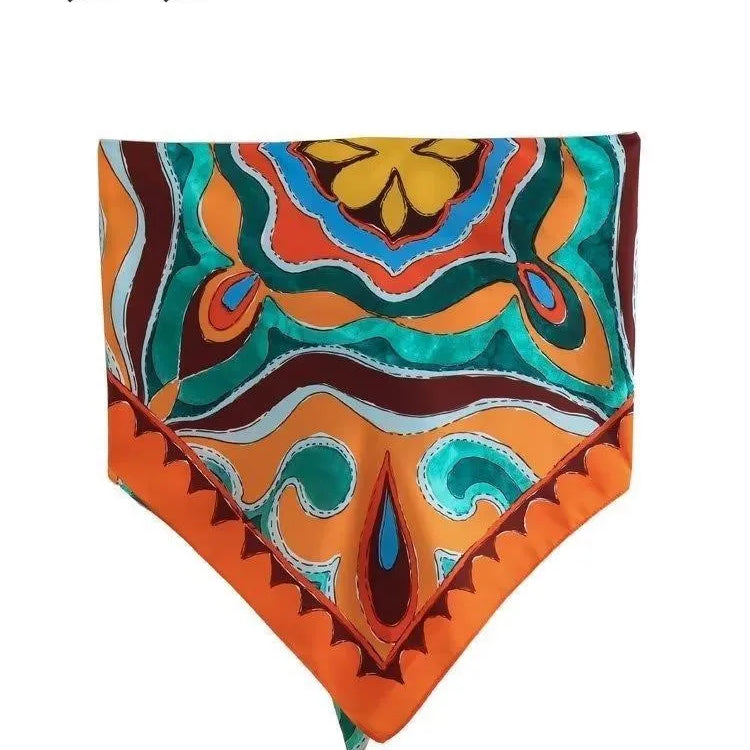 BlingBlingee Summer Printed Women Wide Pants Satin Suits Traf Asymmetric Sleeveless Strapless Crop Top Female Sets Y2K