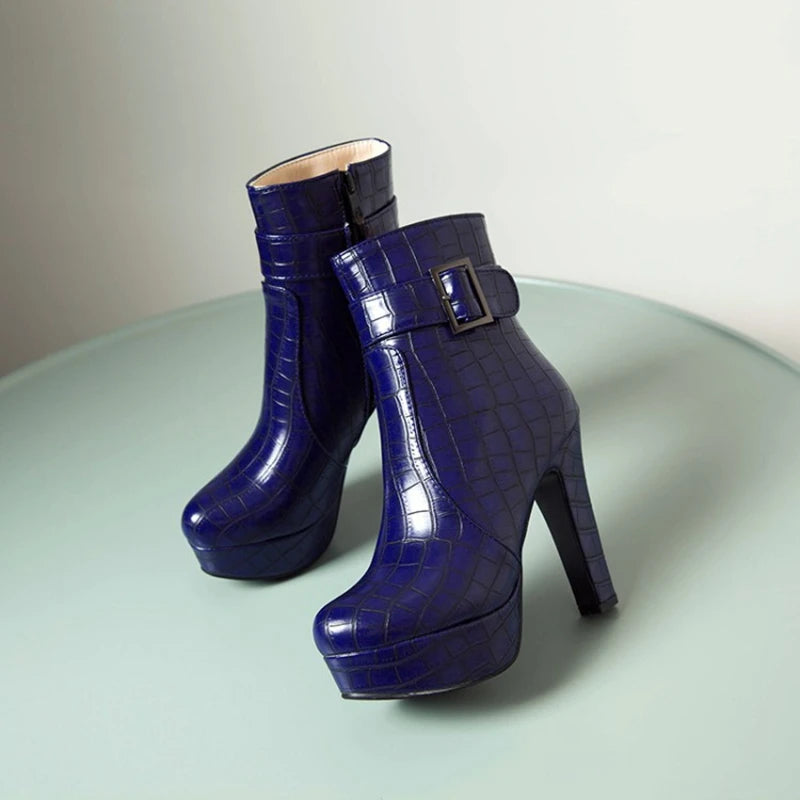 SIMLOVEYO 2021 Yellow Blue Platform Thick High Heeled Sexy Lady Shoes Big Foot Women Ankle Boots Big Size 33-50