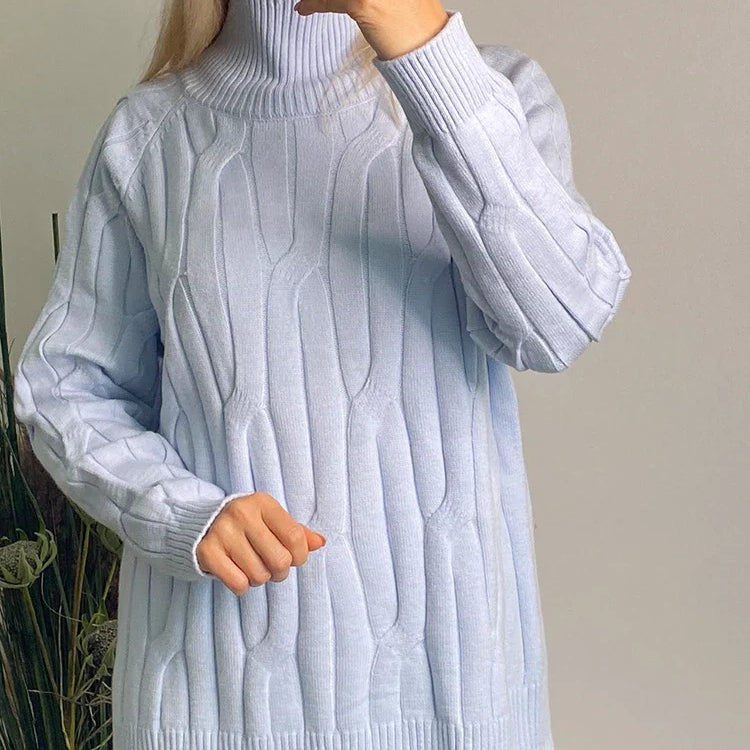 Knitted Pullover Sweater Turtleneck Women Elegant Oversized Thick Jumpers Autumn Warm High Neck Women Sweater Oversize Pullover