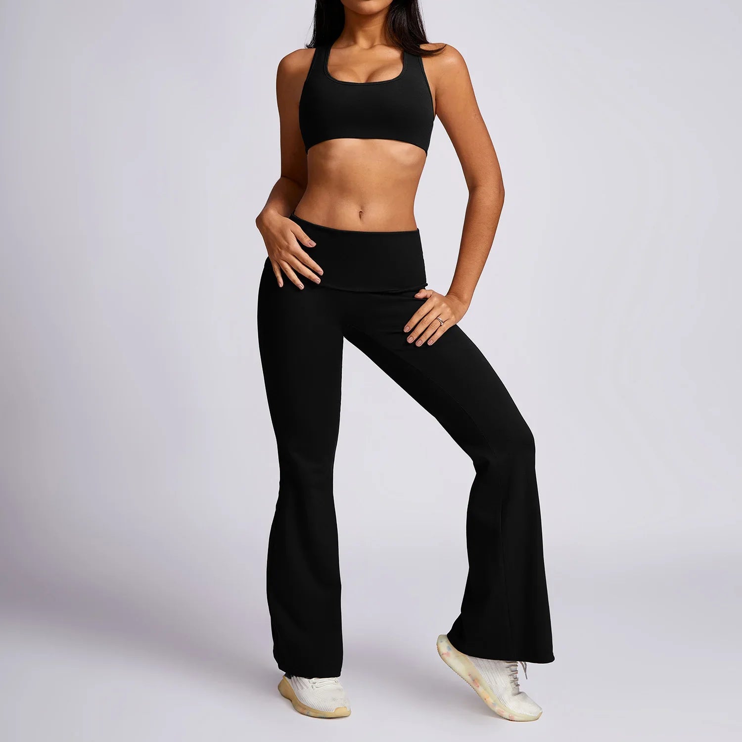 New Yoga Set Workout Clothes Fitness High Quality Suits Sports Bra High Waist Leggings 2 Piece Women High Stretch Gym Outfit black-4