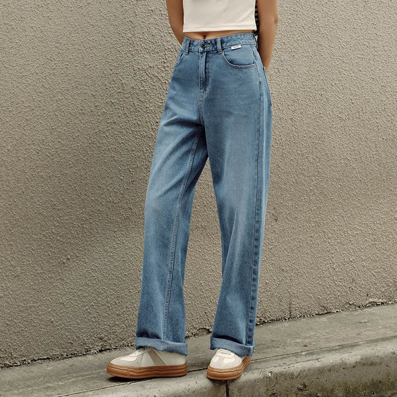 Women Jeans Autumn New Wide-leg Pants Street Mopping Retro Fringe Jeans Denim Light