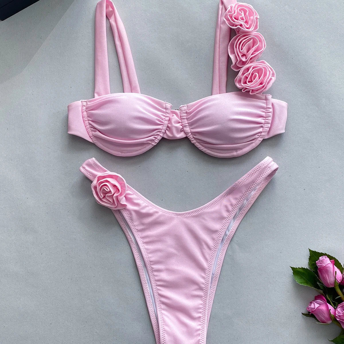 Push Up Bikini Sexy Women Swimsuit Female Swimwear Sexy Bikini Set Brazilian Biquini Floral Swimming Suit Bandage Beachwear JC329207