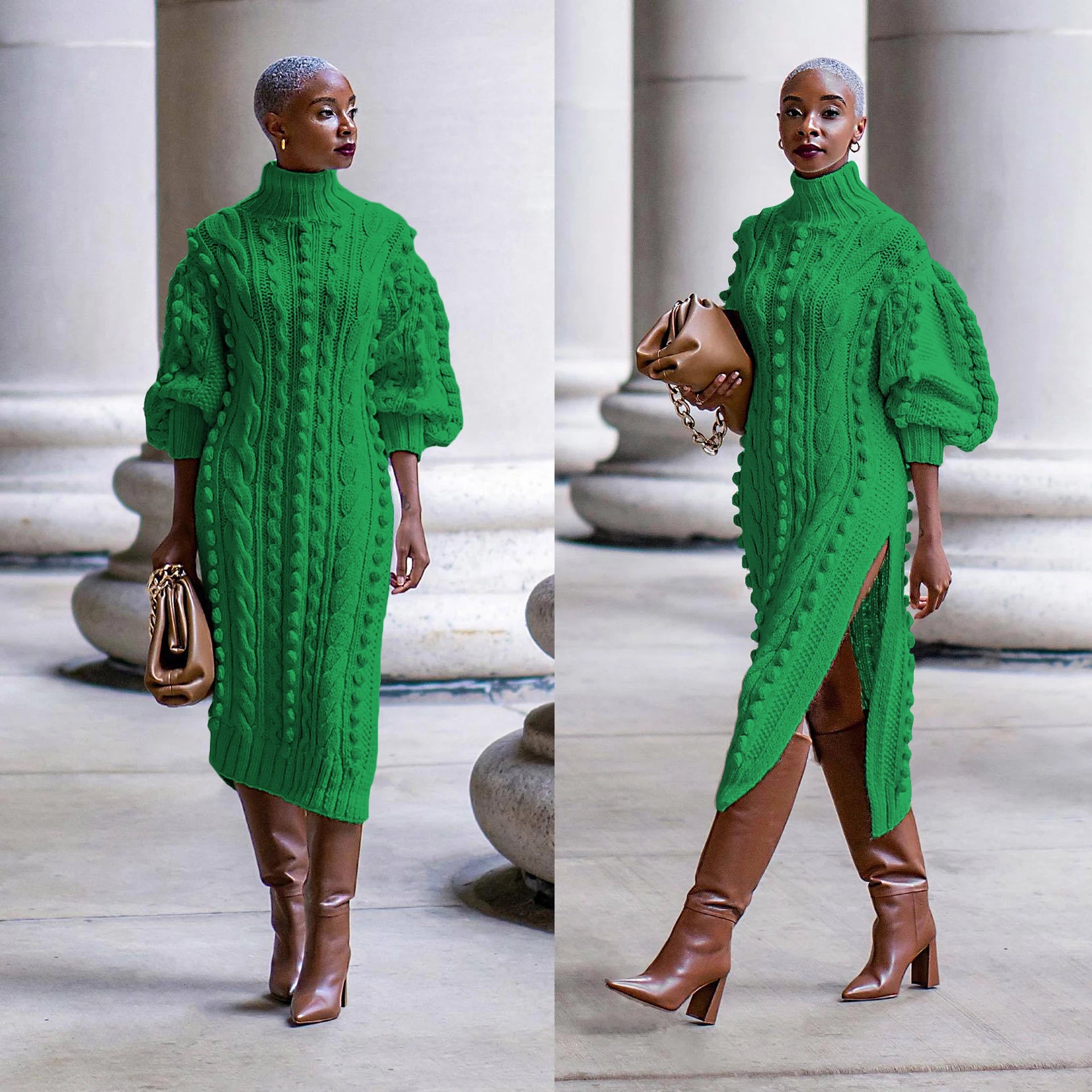 Knitted Long Dress Elegant Winter Sweater Dresses Winter Fall Women Luxury Bodycon Club Party Lady Maxi Sexy Long Dress Green