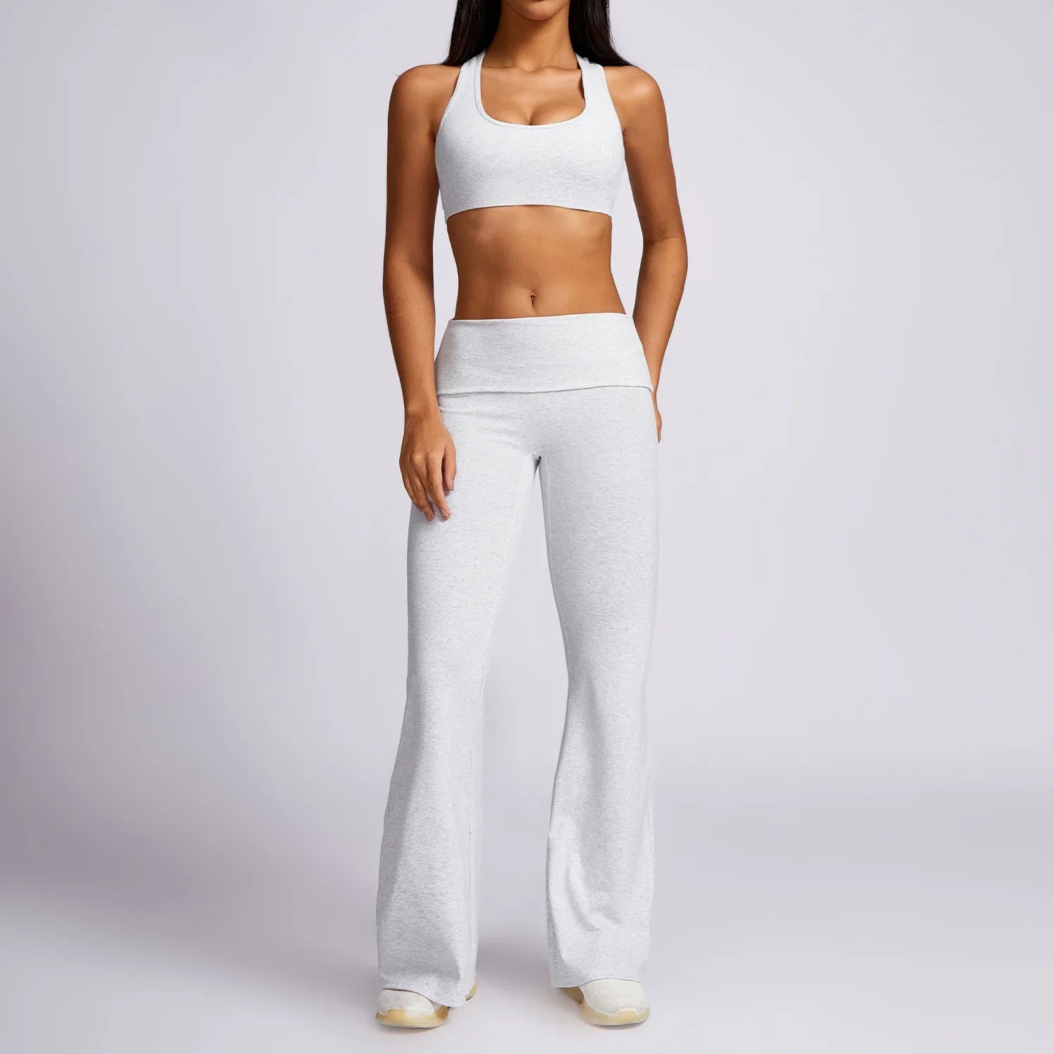 New Yoga Set Workout Clothes Fitness High Quality Suits Sports Bra High Waist Leggings 2 Piece Women High Stretch Gym Outfit white gray-4