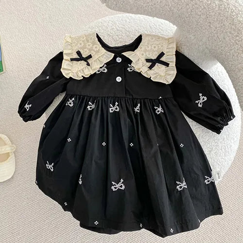 Sister Clothing Autumn Spring Kids Princess Dresses Baby Girls Rompers Long Sleeve Cotton Embroidery Children Clothes B0963 Dress