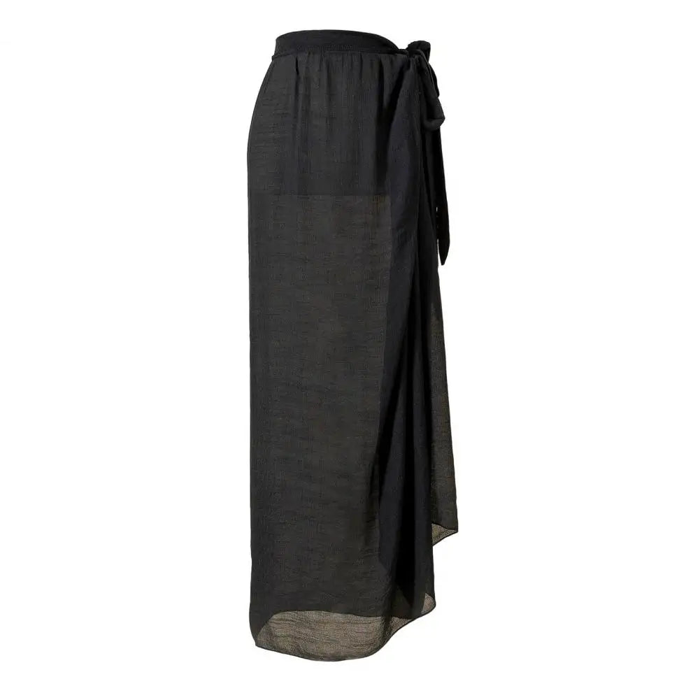 Summer Women Bikini Cover Up Side Split Lace-up Cover Up Skirt Beach Dress Maxi Skirt Bikini Wrap Beachwear Wrap Sheer Short Black One Size