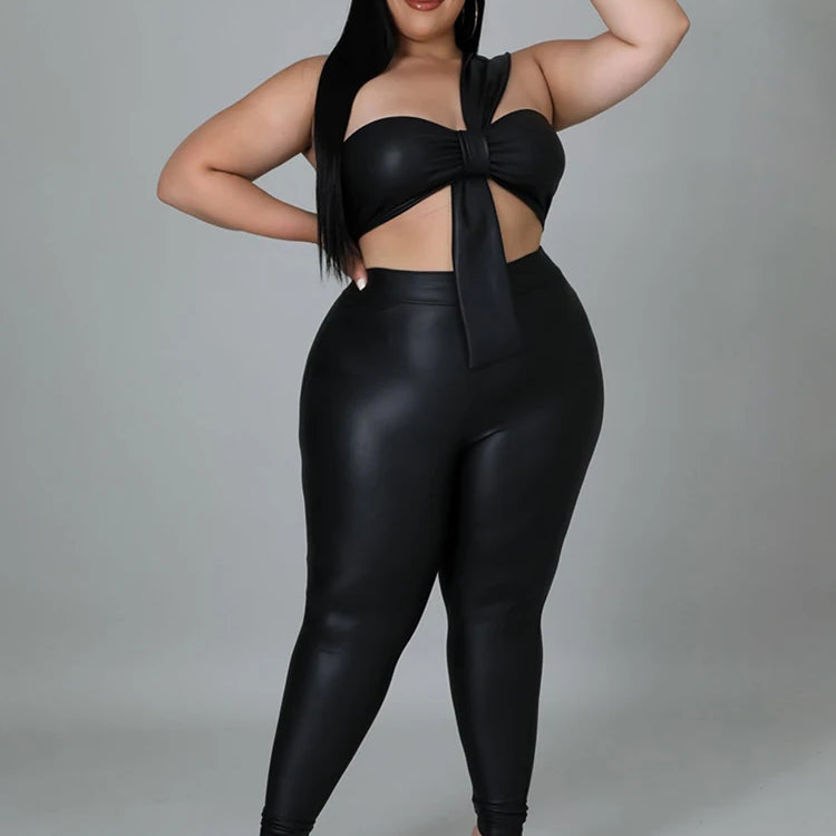 Two Piece Set for Women Strapless Crop Top and Pants Tight Night Club Outfit Sexy Set Plus Size Suit Wholesale Dropshipping