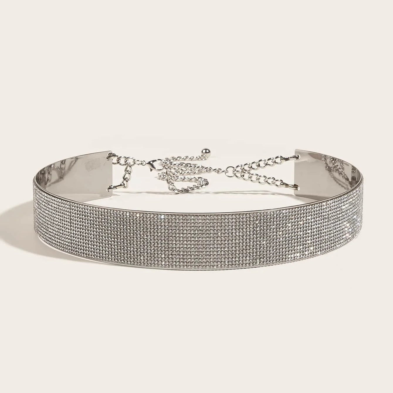 1pc Women Rhinestone Decor Luxury Wide Belt, For Dress Decoration riem vrouw cinturilla cinturillas corset para mujer Silver 75cm to 95cm