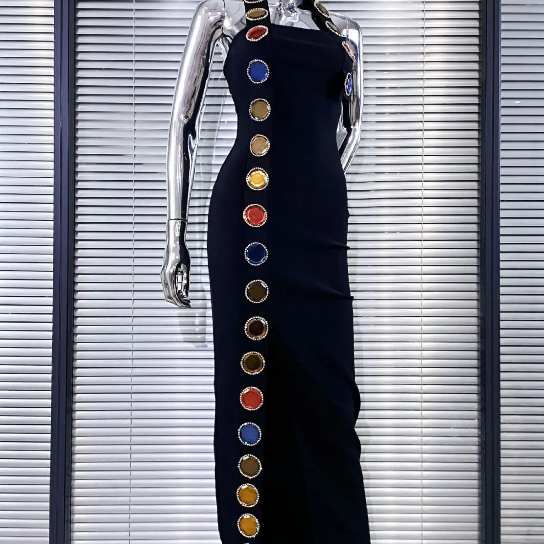 Women Sexy Halter Off the Shoulder Shinning Sequined Bodycon Long Bandage Dress Celebrate Evening Party Birthday Fashion Outfit