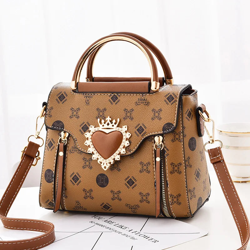 Casual Ladies Senior Sense All-match Printed Niche Design Fashion Mini Shoulder Bag brown