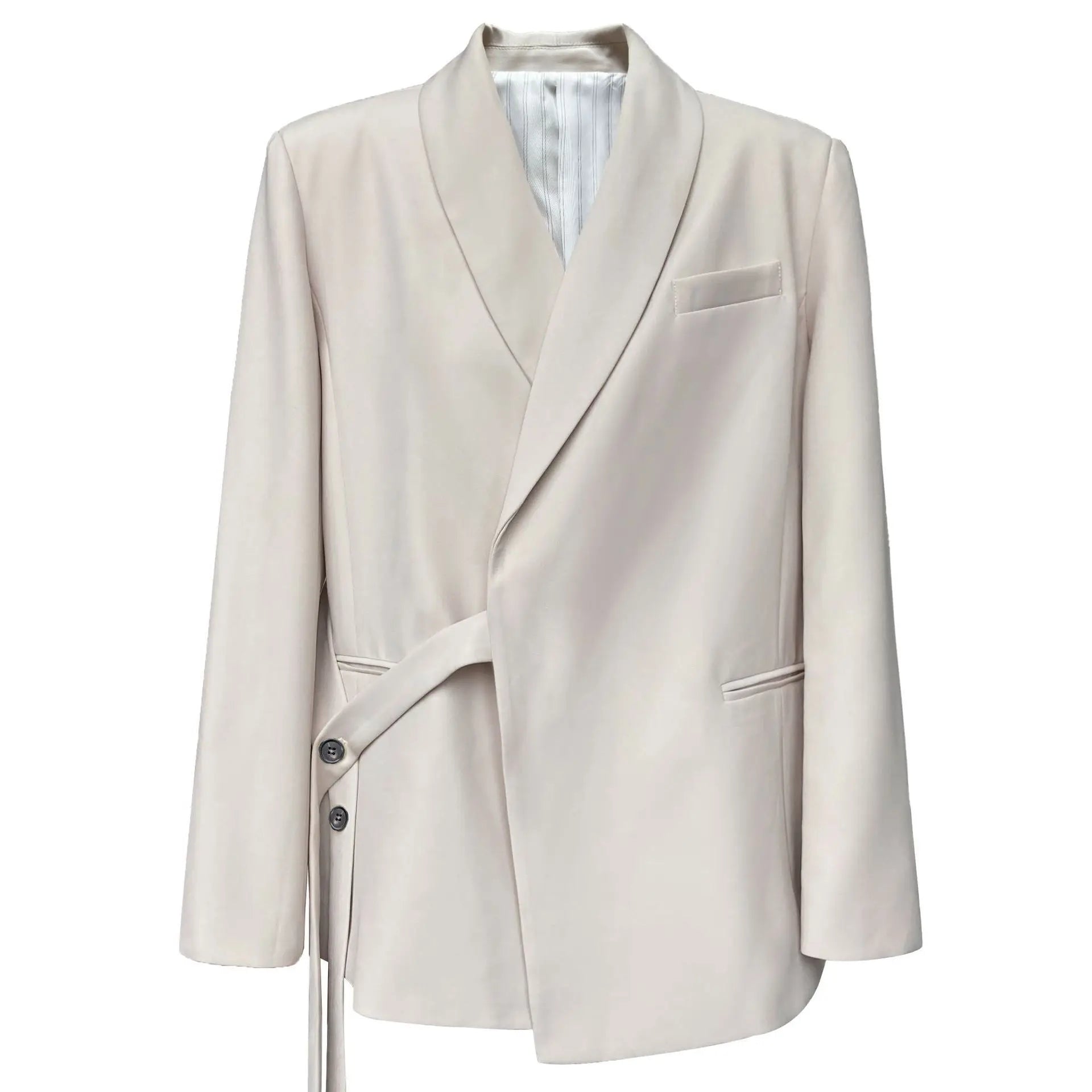 UMI MAO Advanced Design Sense Blue Fruit Neck Blazers Coat Women's Loose Fashion Drop Sense Lace-up Blazer Top Femme Y2K