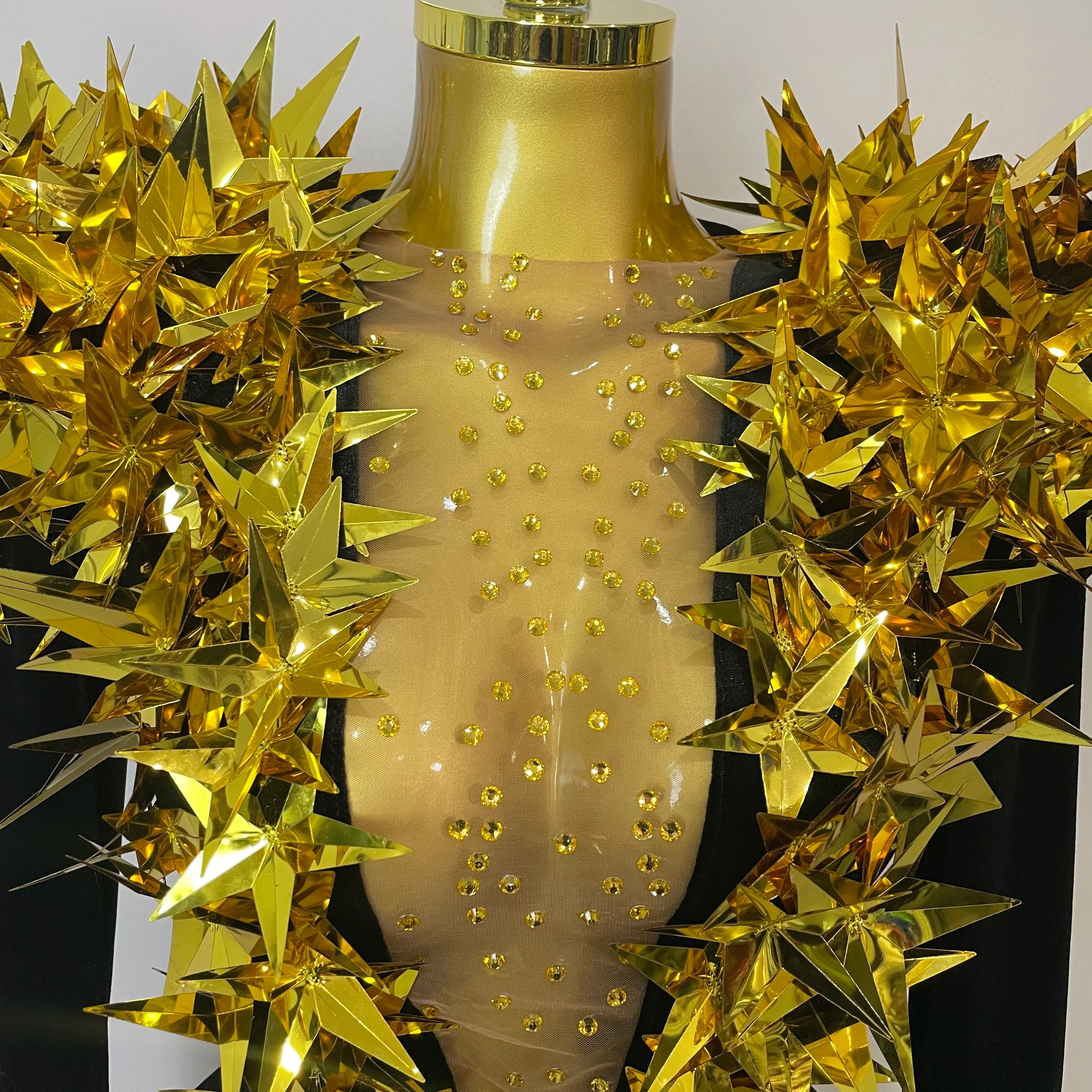 Shiny Gold Rhinestone Black Velvet Long Sleeve Bodysuit 2025 Women Evening Party Club Gala Hosts NightClub Bar Stage Costumes