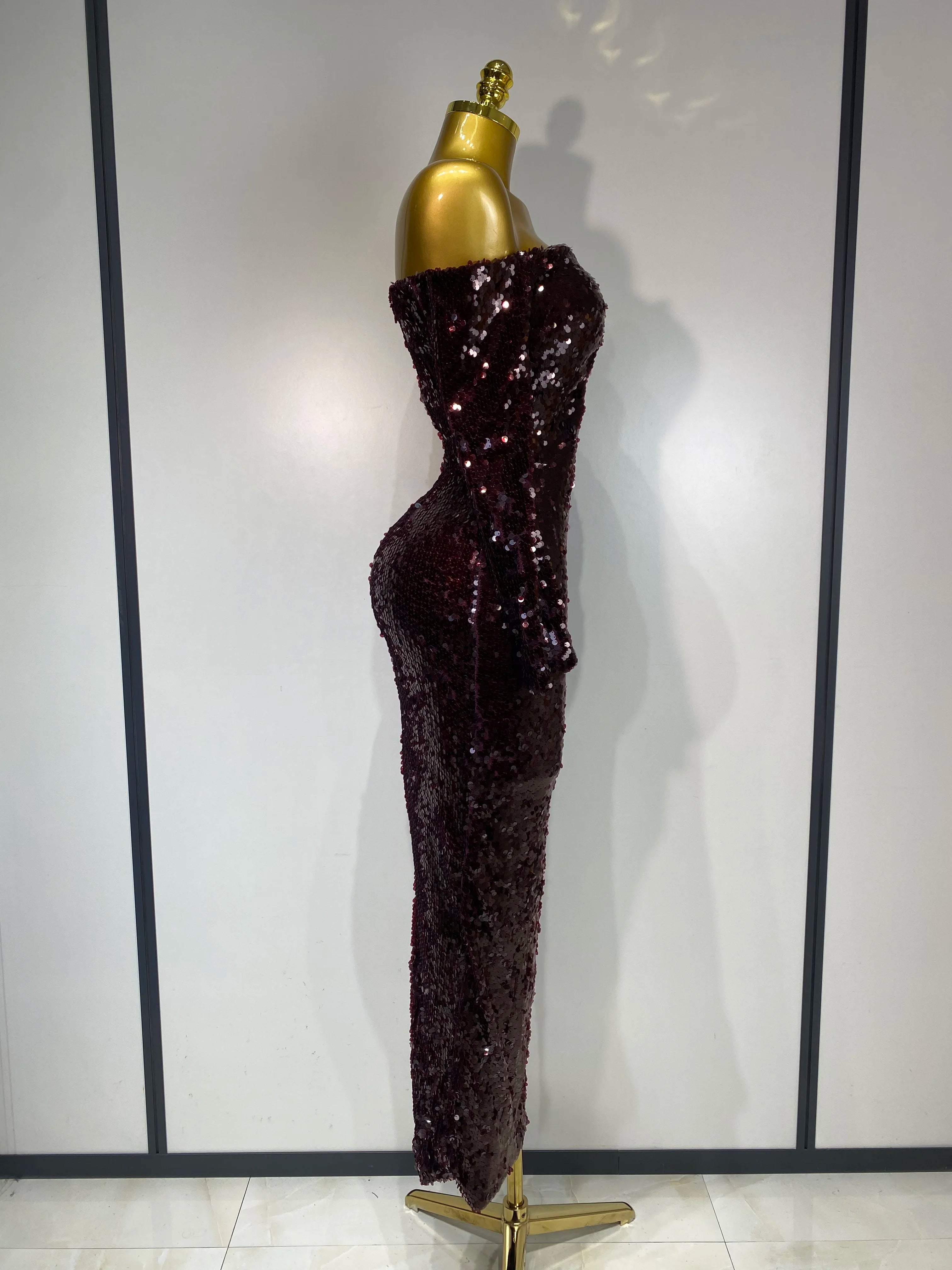 Women 2025 Luxury Sequin Celebrity Sexy Off Shoulder Long Bodycon Dress Elegant Evening Club Party  Fashion Birthday Dresses