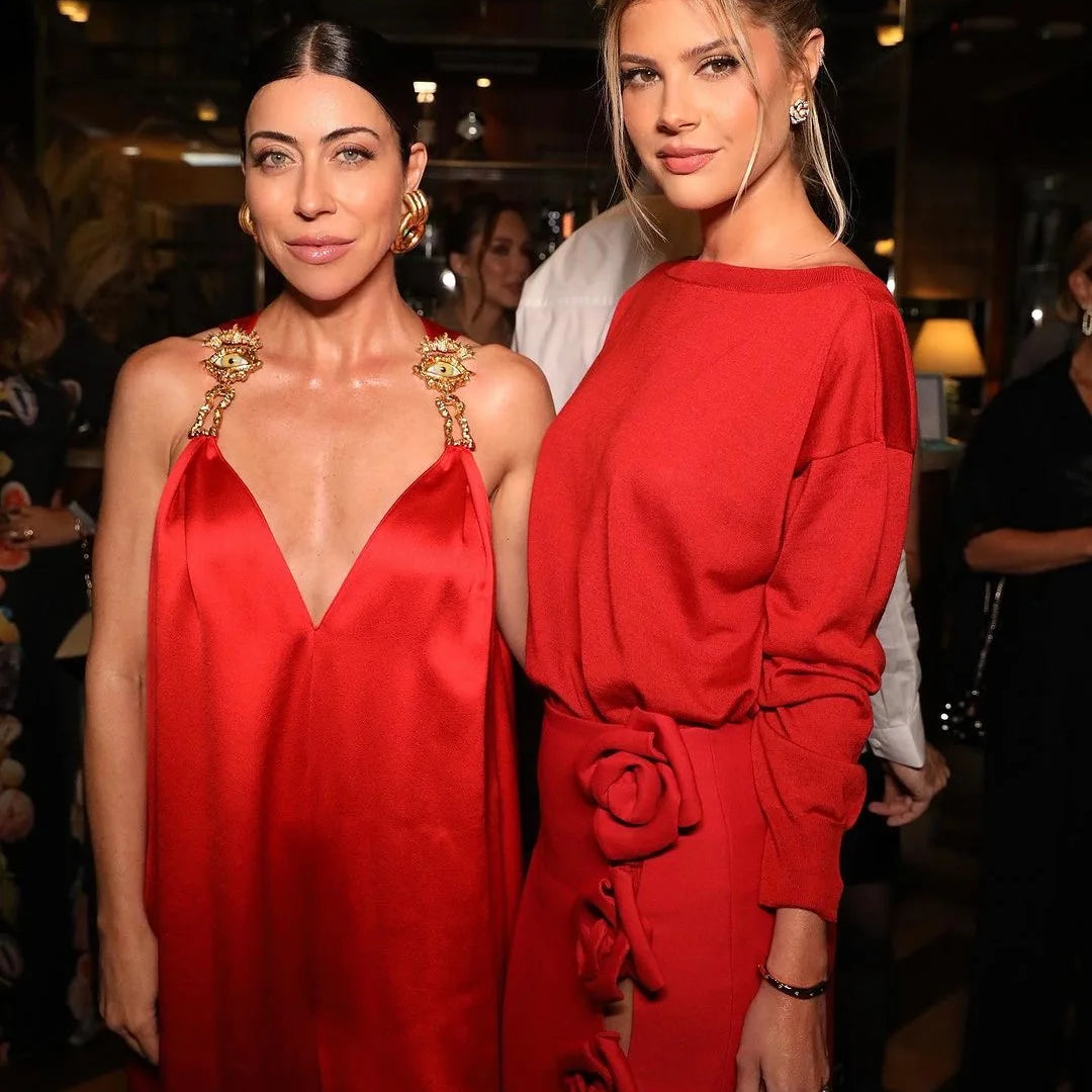 New Arrival Rose Decoration Sexy High Split Red Bandage Long Shikt Fashion Graceful woman Item Evening Party Outfit