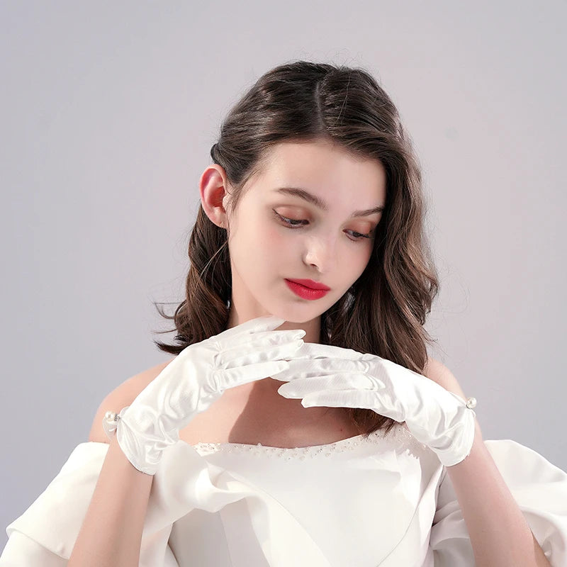 Wedding Bride Accessories Silk Gloves Long Short Dating Party Summer Elegance For Women and Girls ST-0002-A