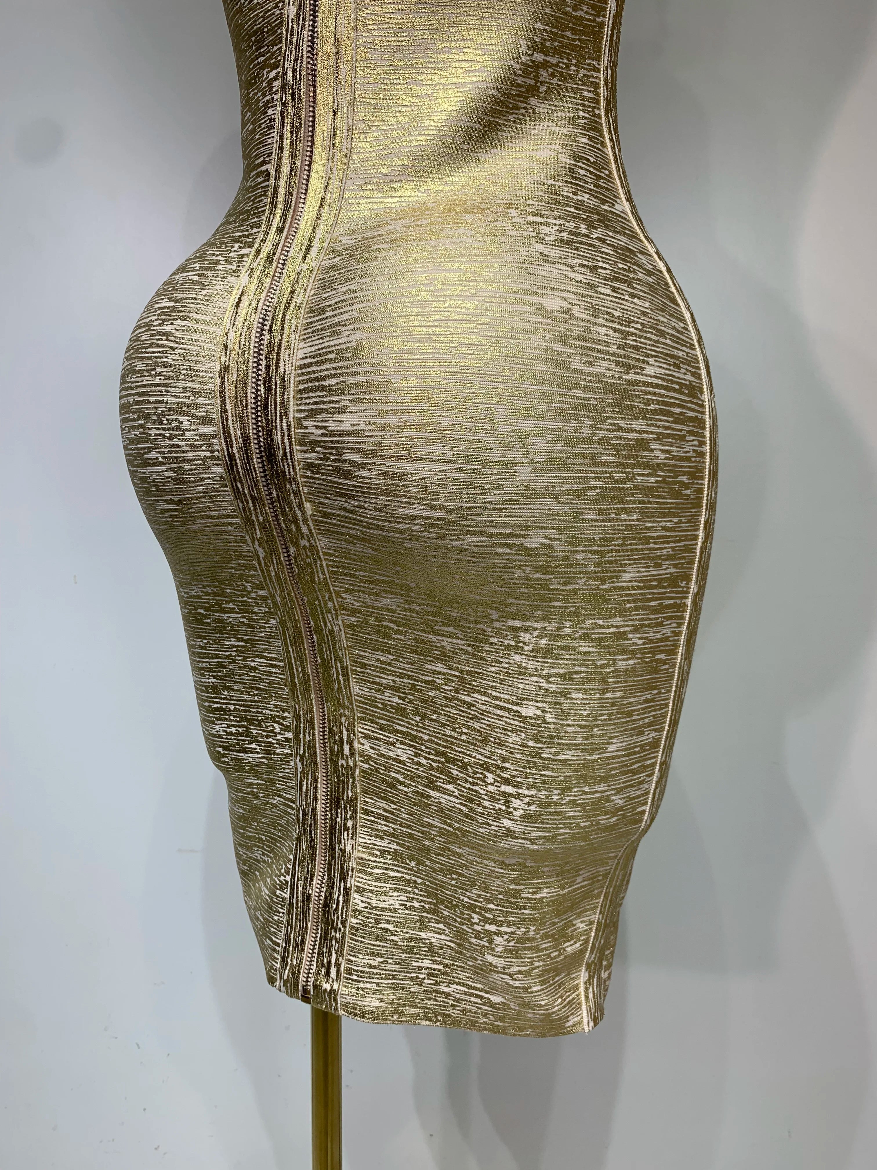 Robe moulante dorée élégante de haute qualité pour femmes, tenue de soirée sexy et luxueuse pour boîte de nuit, anniversaire