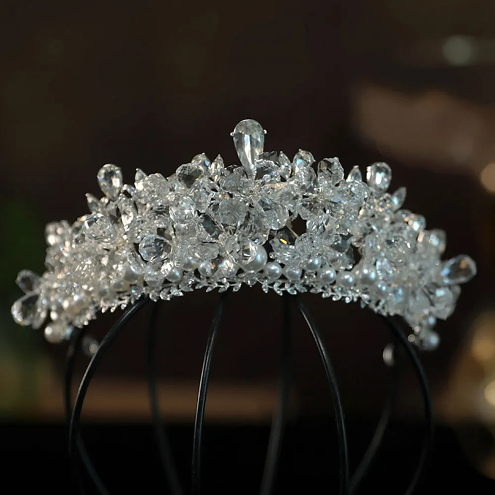 Baroque Luxury Crystal Bridal Tiaras Cubic Zircon Crown Rhinestone Pageant Diadem Headpieces Wedding Hair Accessories Silver Color 11