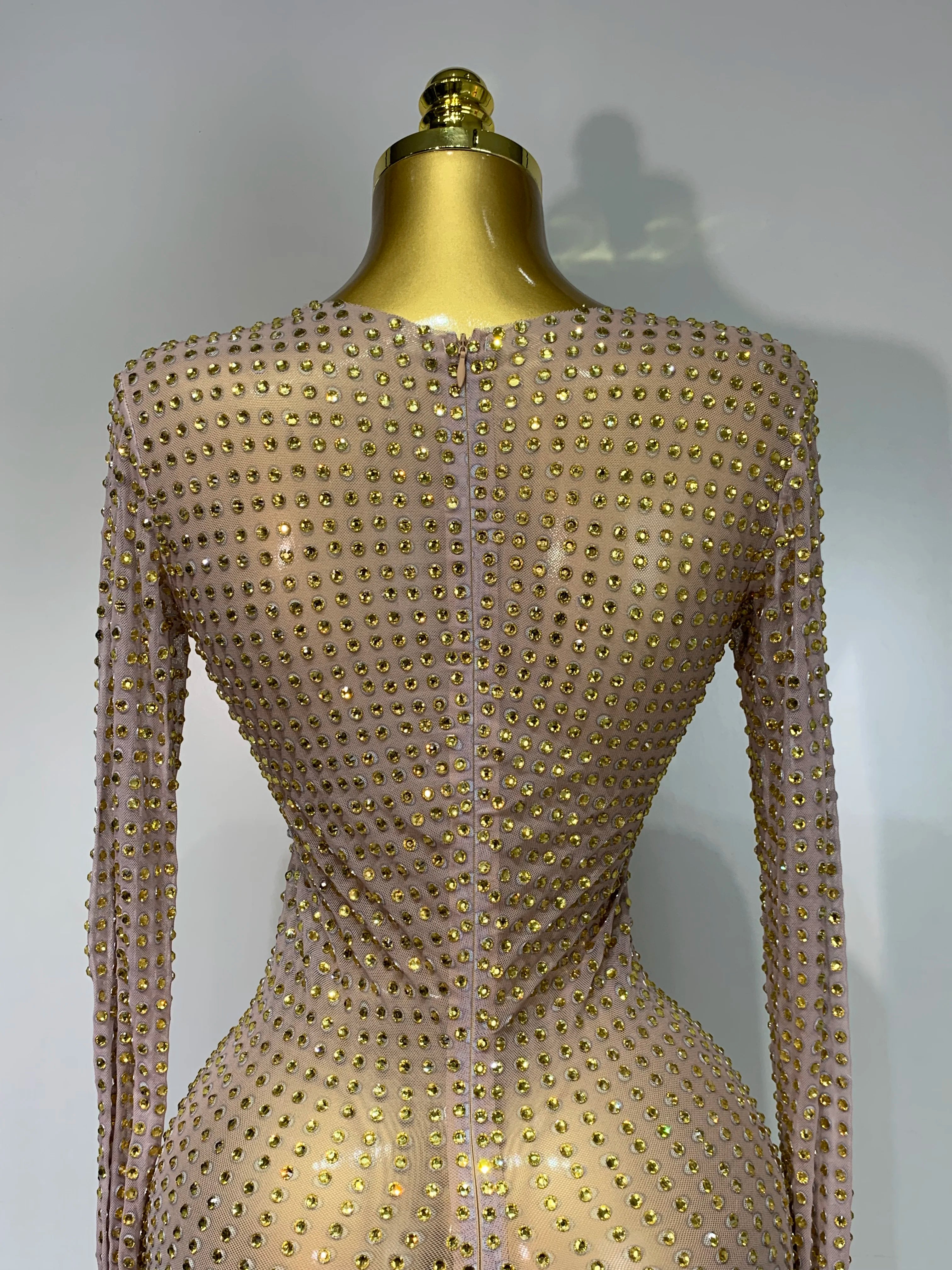 Sparkly Rhinestone Elegant Party Long Dress Celebrity Evening Luxury Birthday Nightclub Prom Gown Singer Dancer Stage Outfit