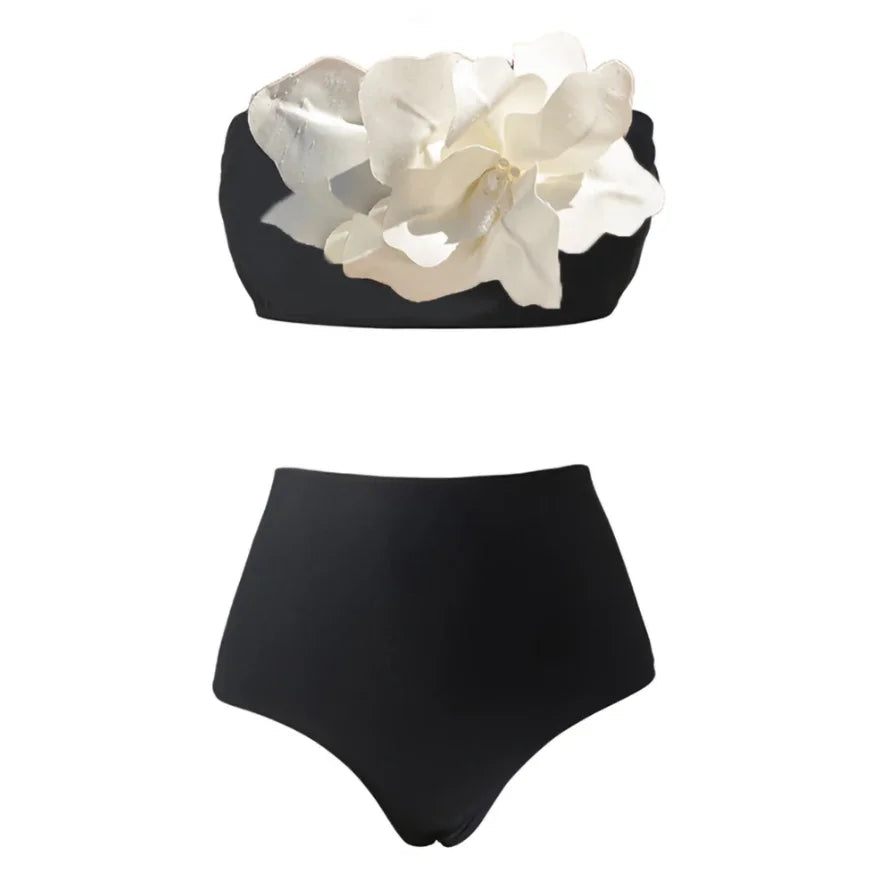 White Floral Female Bikini One Piece High Waistline Swimsuit Tight Fitting Backless Swimwear 2024 Women Stylish top 9