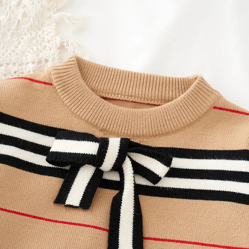 Spring Autumn Girls Knitted 2 Pieces Suit Top+skirt Fall Sets for Children Girls Clothing Kids Clothes