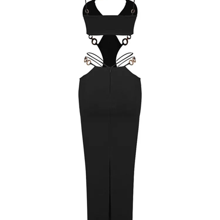 Summer Fashion Women Sexy V Neck Backless Black Red Sequined Midi Bodycon Bandage Dress 2025 Elegant Evening Club Party Dress