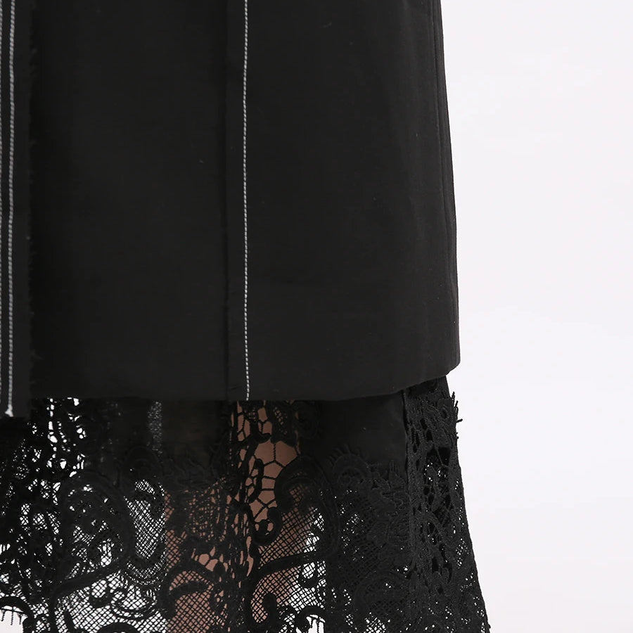 TWOTWINSTYLE Slimming Spliced Single Breasted Elegant Trench for Women Lapel Long Sleeves Temperament Jacket Femlae Clothing New