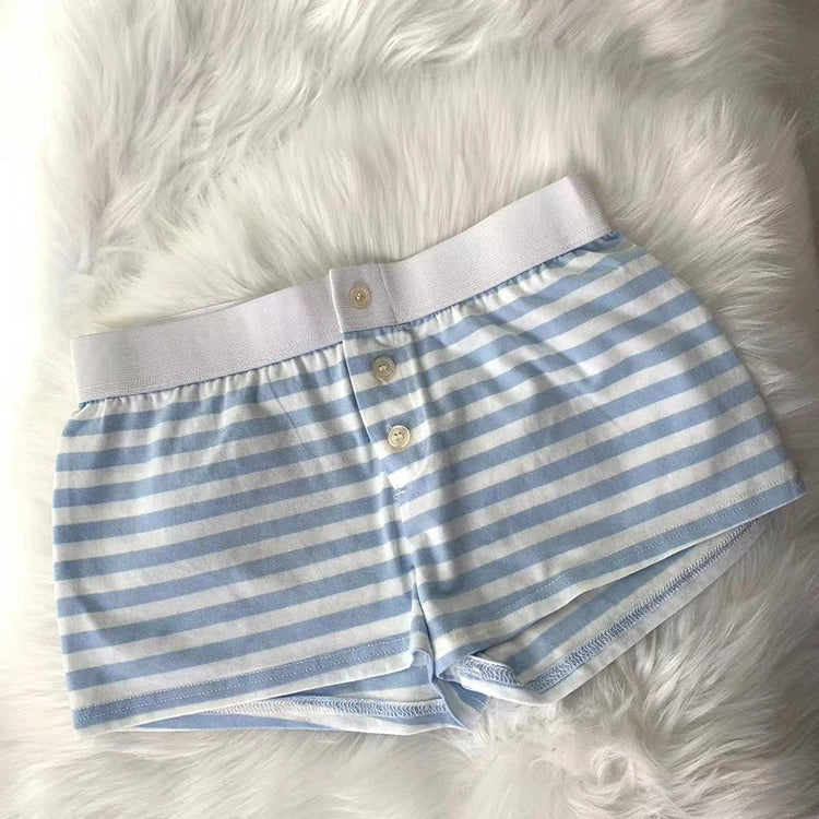 Casual Women Soft Cotton Front Buttons Shorts Summer Vintage Low Waist Female Chic Bottoms color5 One Size