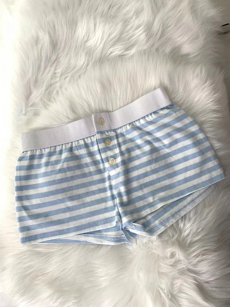 Casual Women Soft Cotton Front Buttons Shorts Summer Vintage Low Waist Female Chic Bottoms color5 One Size