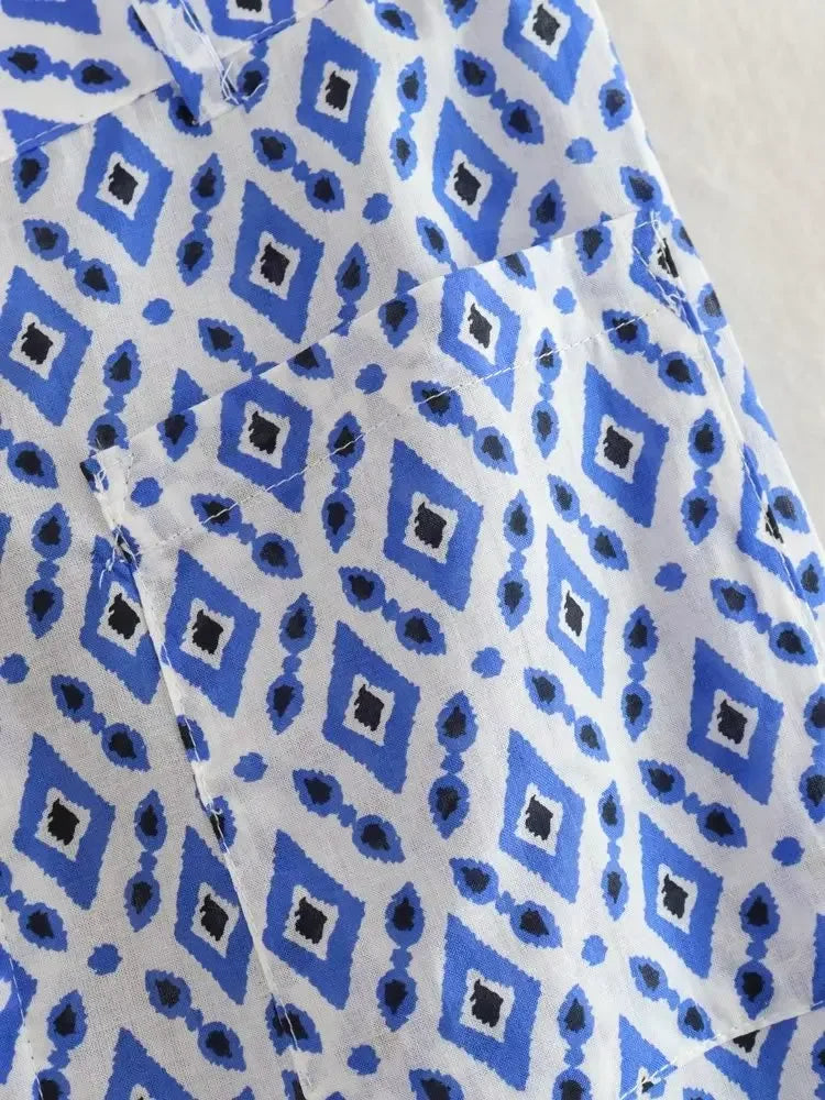 TRAF Women Plaid Print Tops Pants Sets Fashion Summer New Female O-Neck Sleeveless Drawstring Short Top+High Waist Long Trousers