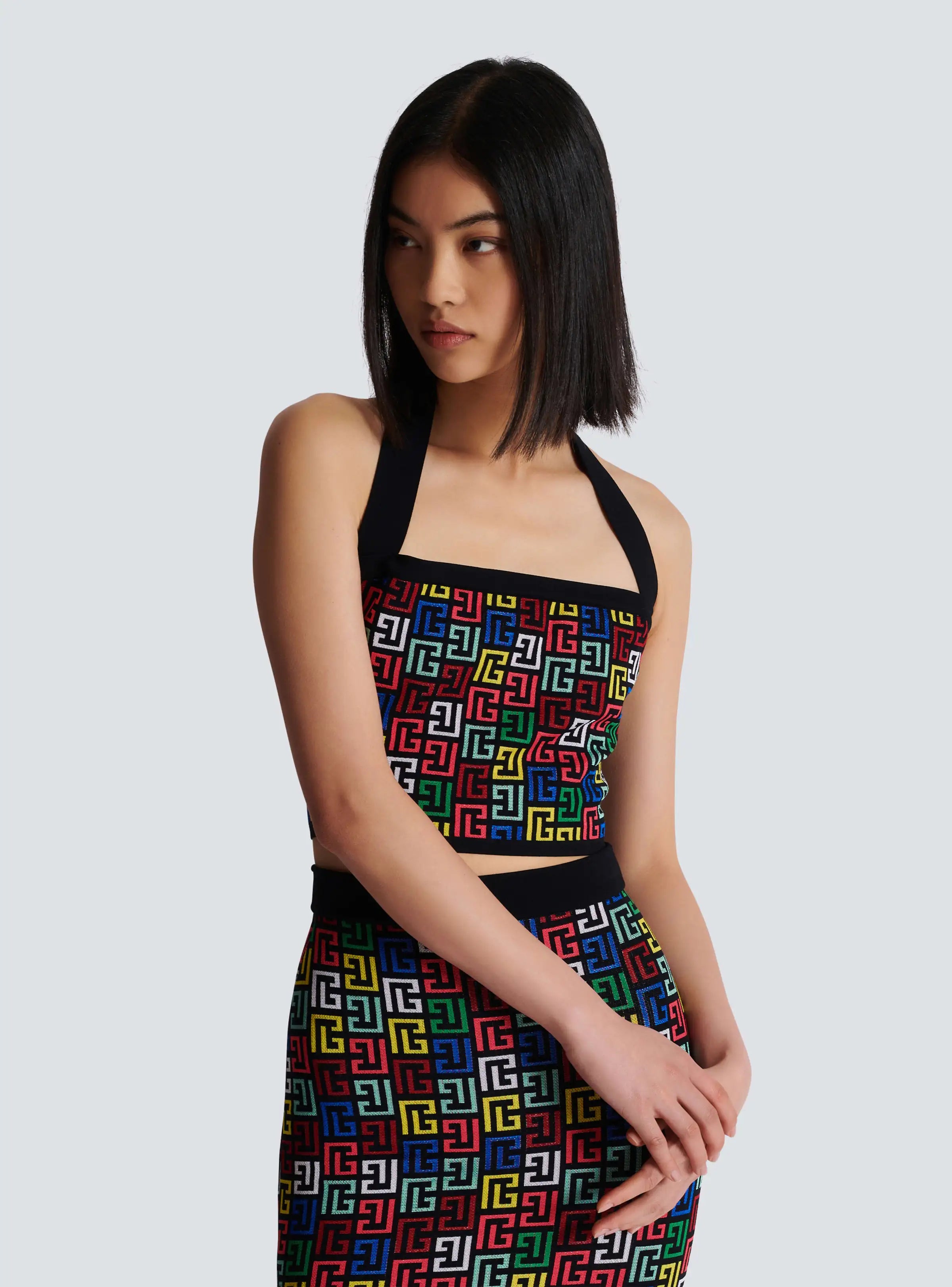 New Arrival Women Sexy Halter Backless 2 Pieces Bodycon Mini Dress Jacquared Off the Shoulder Celebrate Nightclub Party Outfit