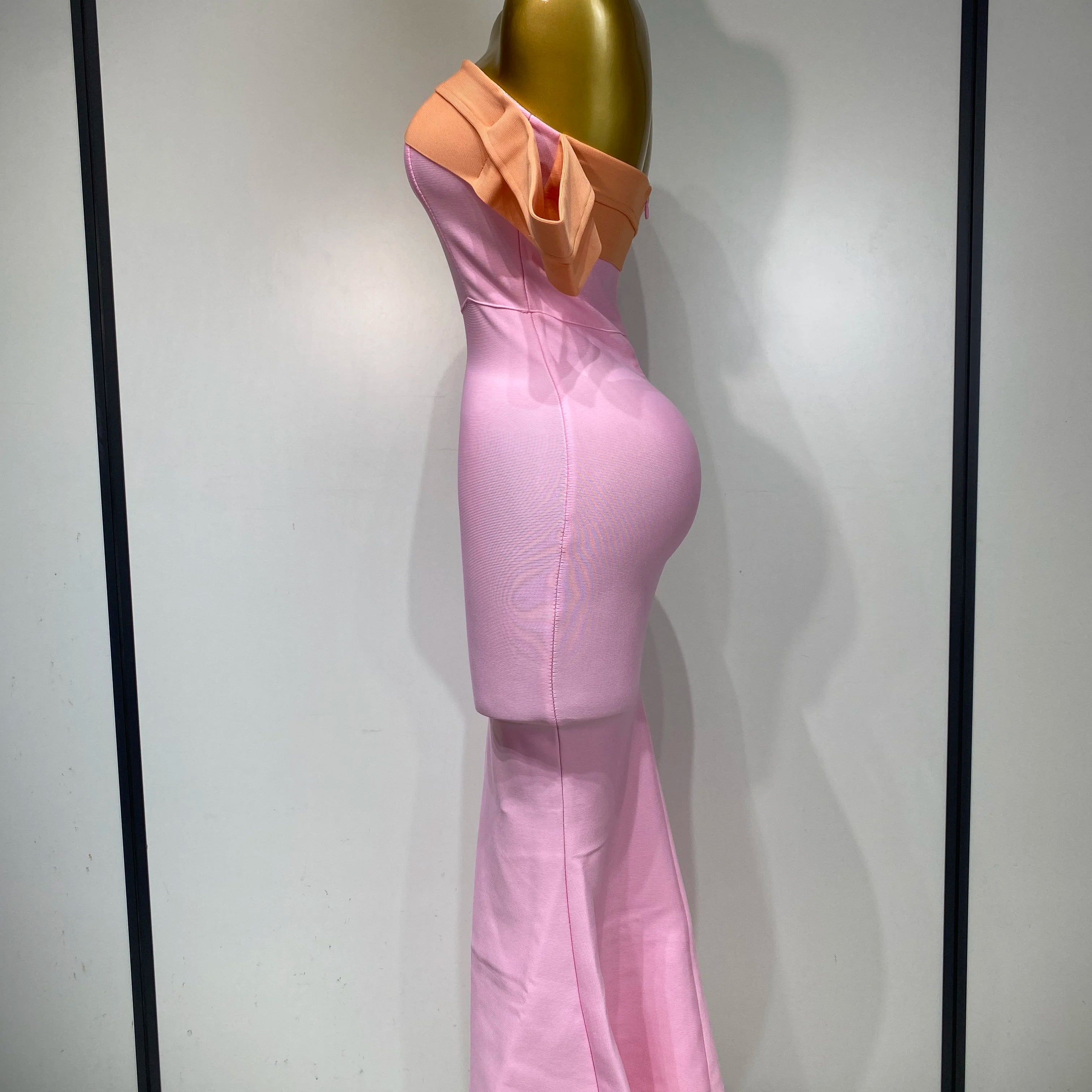 Women Sexy One Shoulder Color Block Bodycon Bandage Dress 2025 Celebrity Elegant Evening Club Luxury Birthday Party Outfit