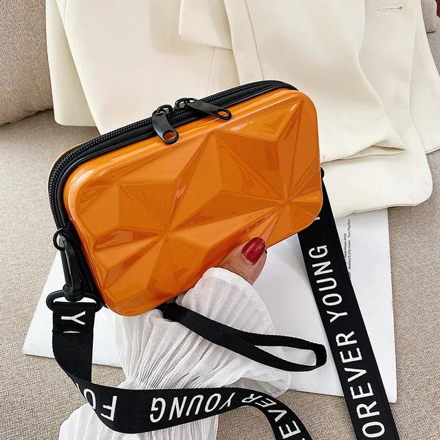 Luxury Hand Bags For Women 2023 New Suitcase Shape Totes Fashion Mini Luggage Bag Women's Branded Trending Famous Clutch Box Bag A007-Orange