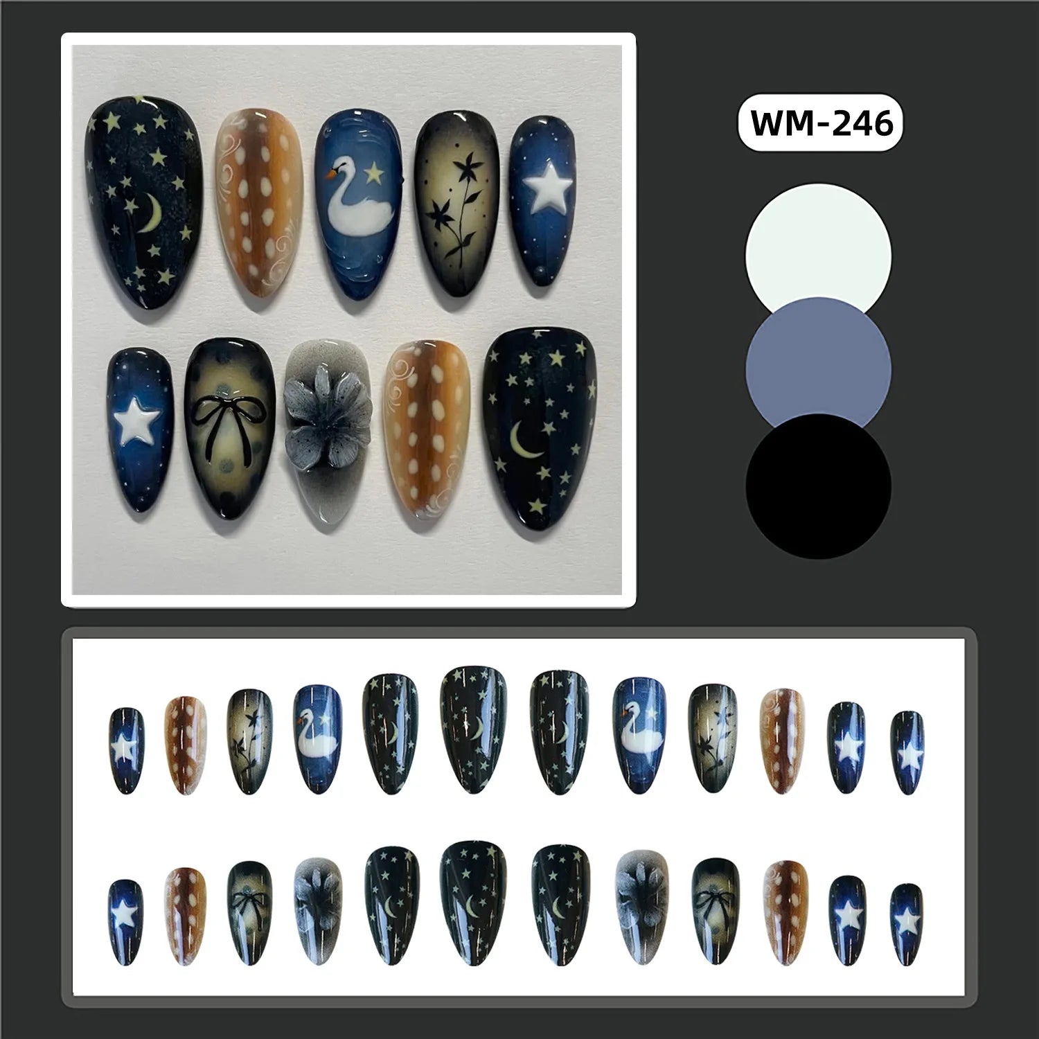 24pcs Sweet Almond Press on Nails y2k Fruit Bow Print False Nail Tips Wearable Spicy Girl Sweet Cool 2D Pattern Fake Nails