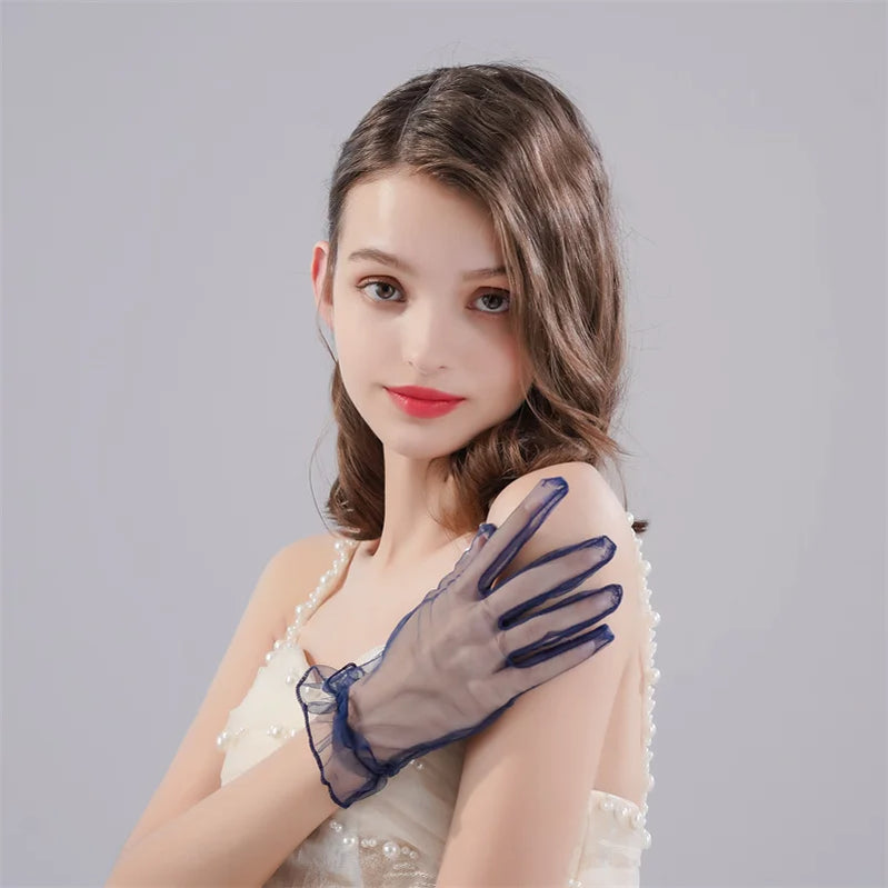 New Original Vintage Gloves Hepburn Black Satin Thin Bowknot Stage Banquet Bride Accessories ST-0082-D