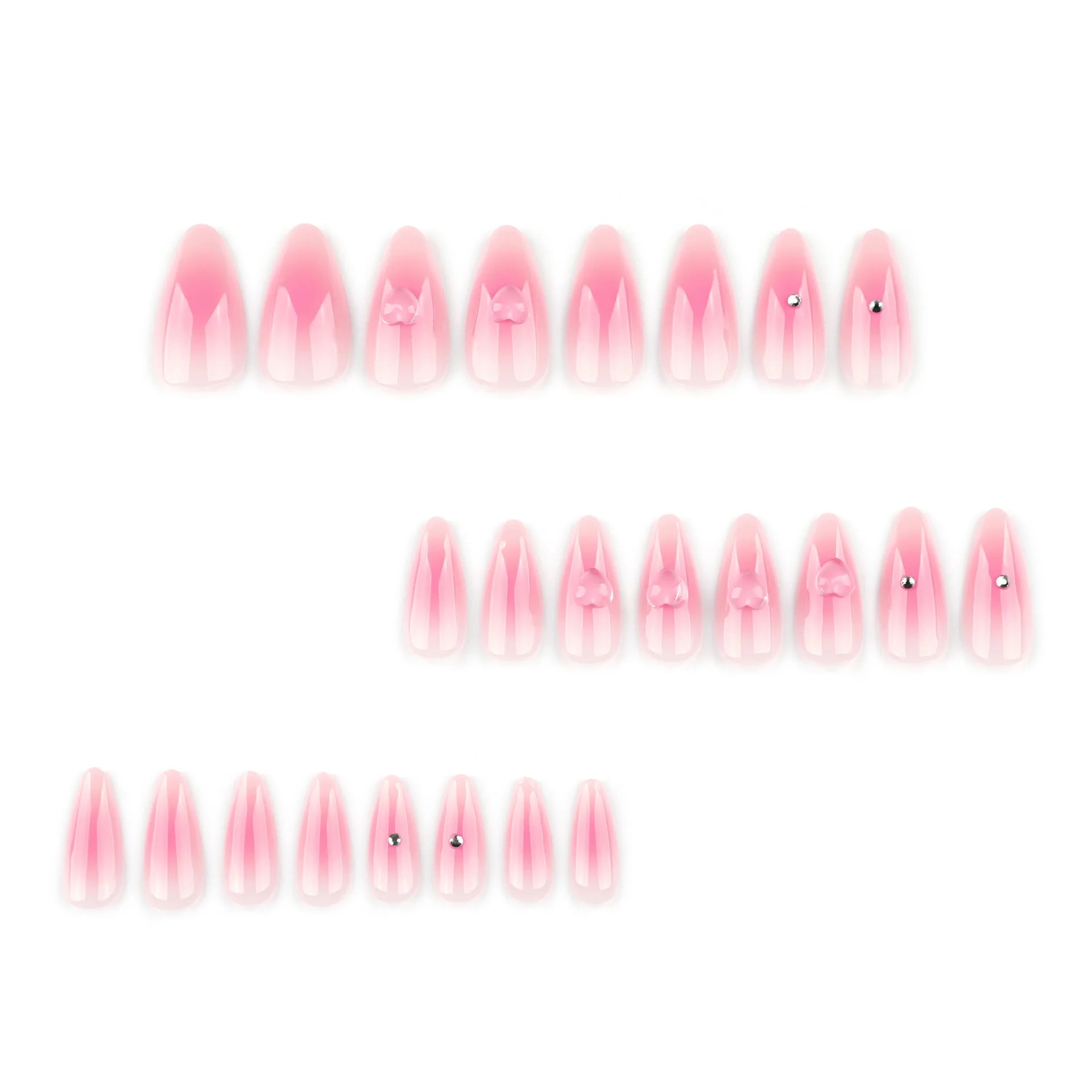 24pcs Pink Blush Press on Nails Sweet Love Design Almond False Nails for Girl Wearable Reusable Ins Simple Fake Nail Tips