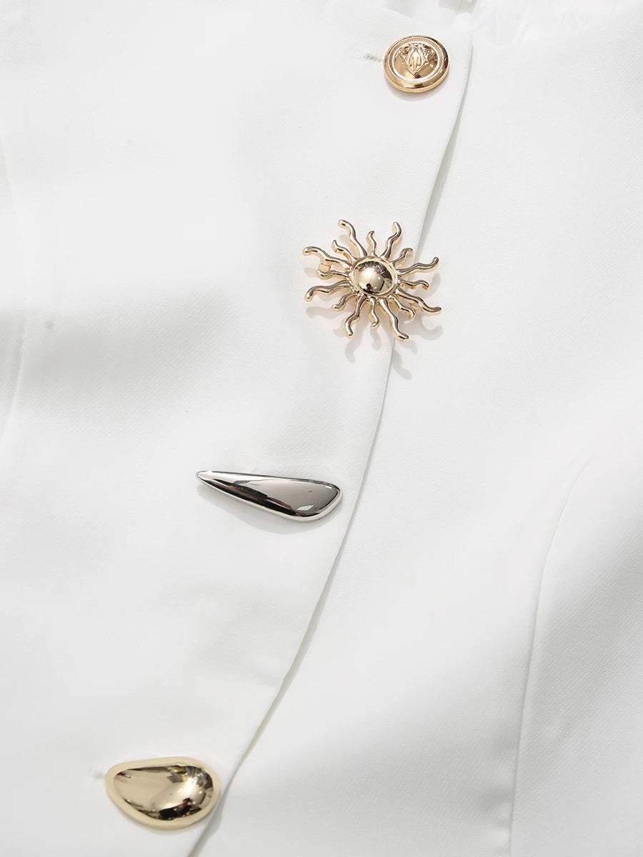 TWOTWINSTYLE Solid Slimming Split Vests for Women Round Neck Sleeveless Patchwork Irregular Button Fashion Vest Female Clothing