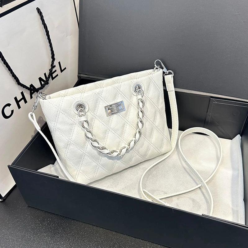 Luxury Women's Elegant Messenger Bag Leather Crossbody Bag Handbag, Classic Famous Designer Popular Shoulder Tote For Ladies