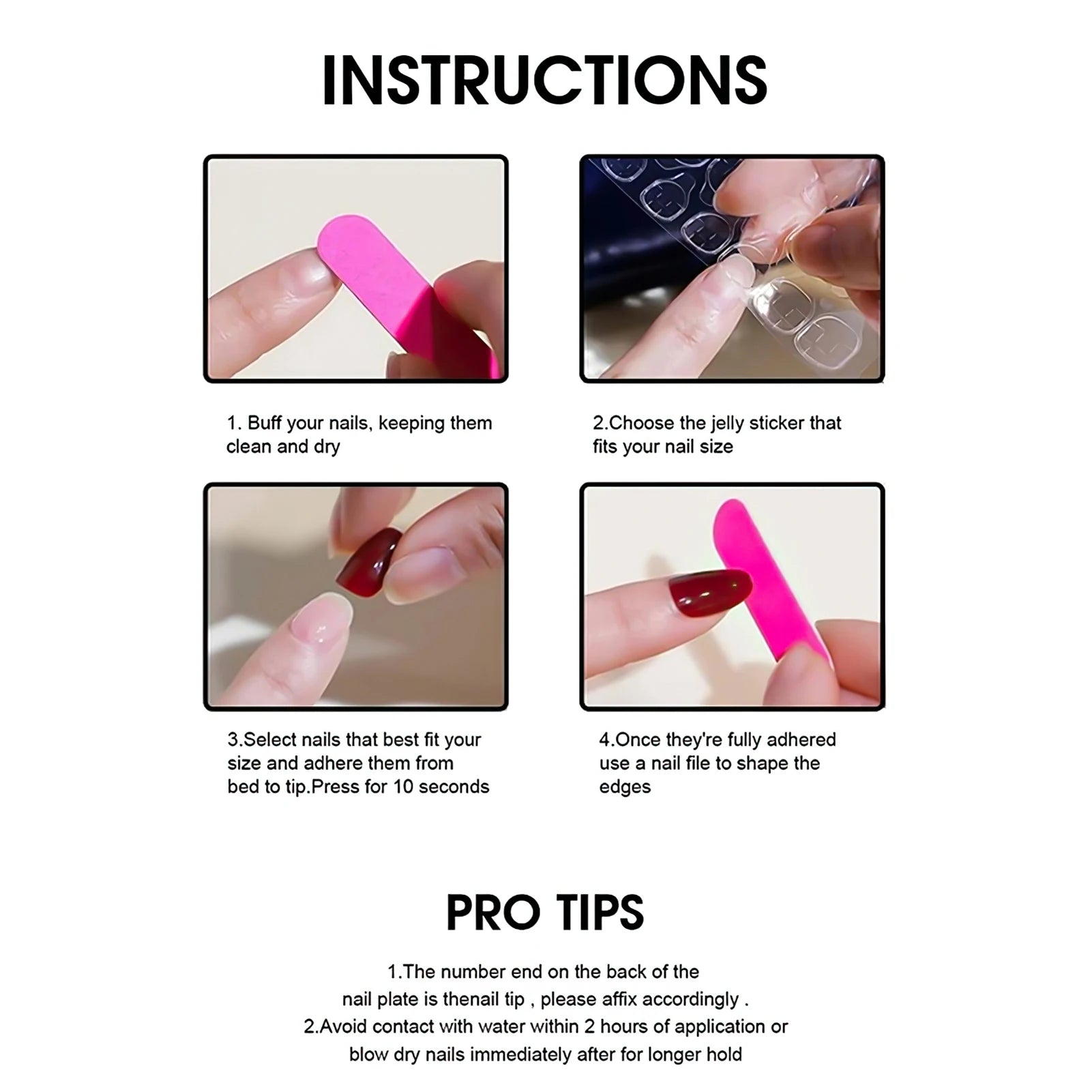 24Pcs White French Fake Nails Nude Color Almond Press On Nails Red Flower Printed Women Reusable False Nails DIY Manicure